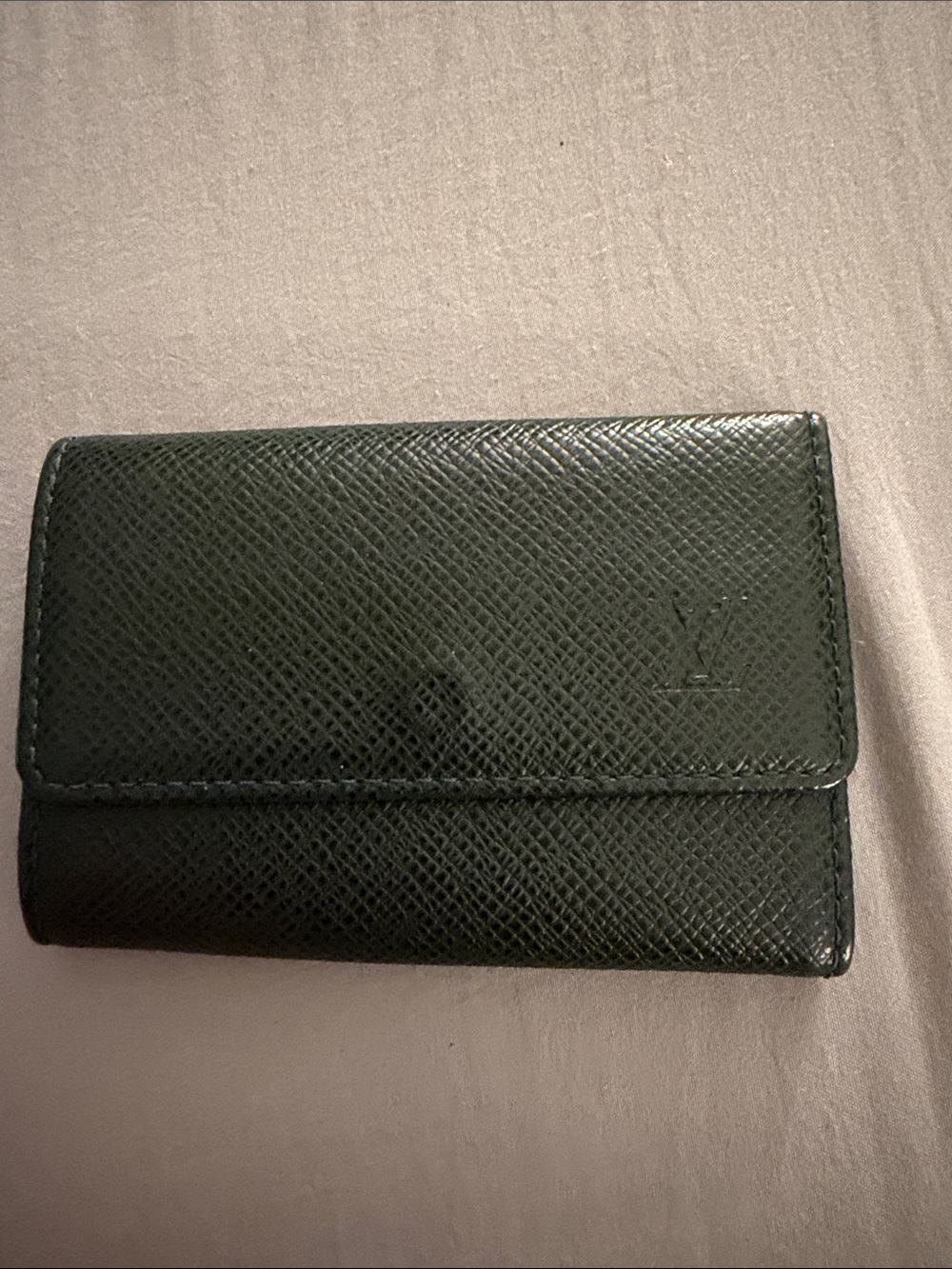 Louis Vuitton Dark Green Textured Leather Key holder